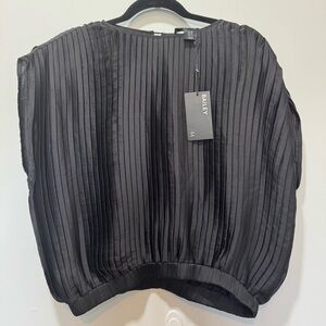Bailey 44 Black Pleated Cap-Sleeve Blouse | Size Medium | New with Tags